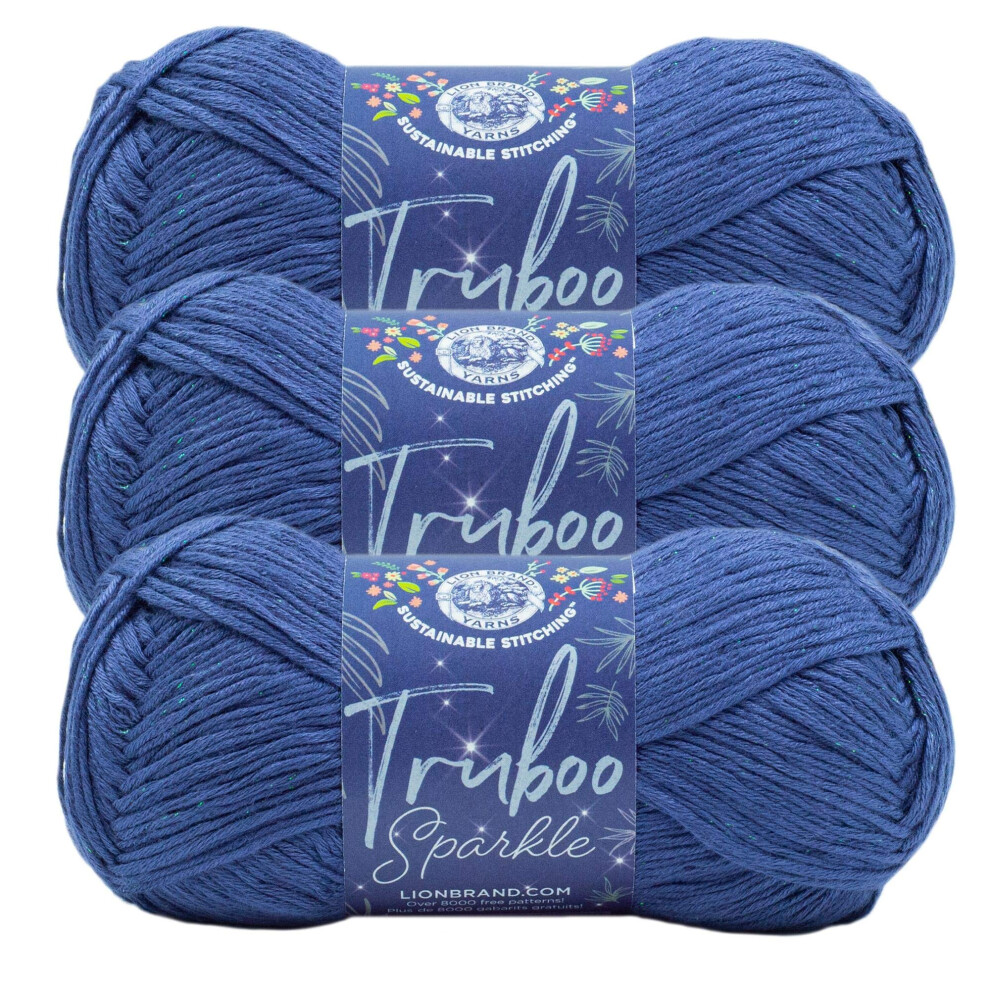 3 Pack Lion Brand Yarn Truboo Sparkle Bamboo Yarn  Night Sky