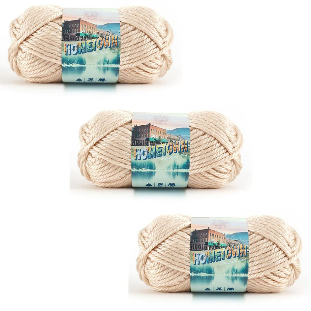 Lion Brand Yarn Hometown Yarn  Bulky Yarn  Yarn for Knitting and Crocheting  3Pack  Los Angeles Tan