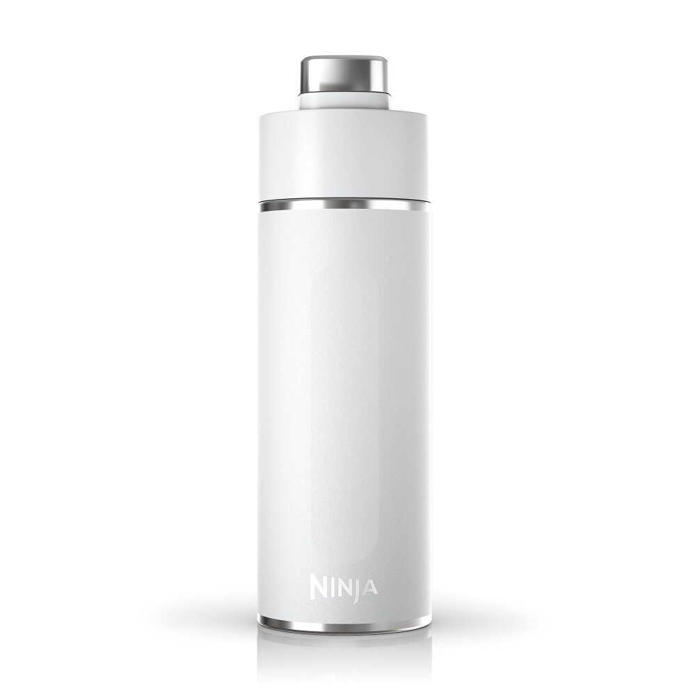 Ninja DW2401WH Thirsti 24oz Travel Water Bottle  For Carbonated Sparkling Drinks  Colder and Fizzier Longer  Leak Proof  24 Hrs