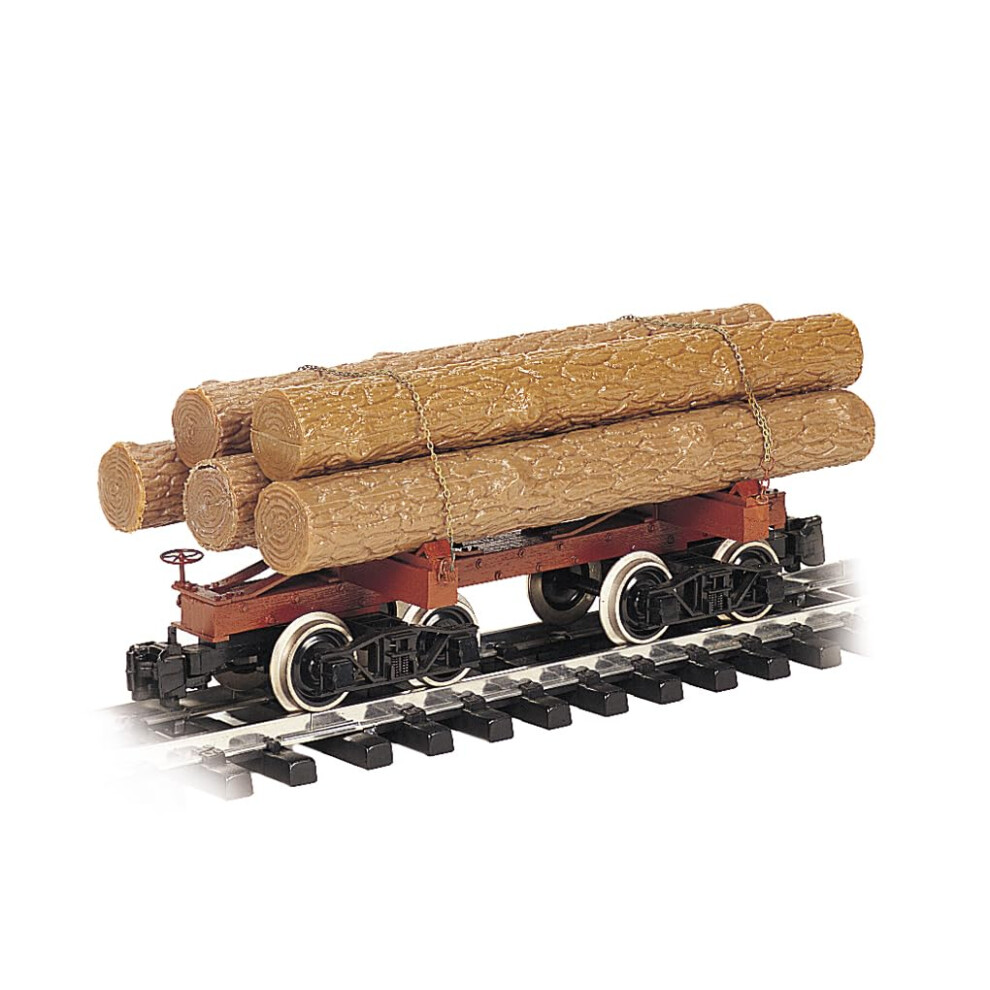 Bachmann Industries BACAC Painted  Unlettered Skeleton Log Car with Logs  Large G Scale Rolling Stock