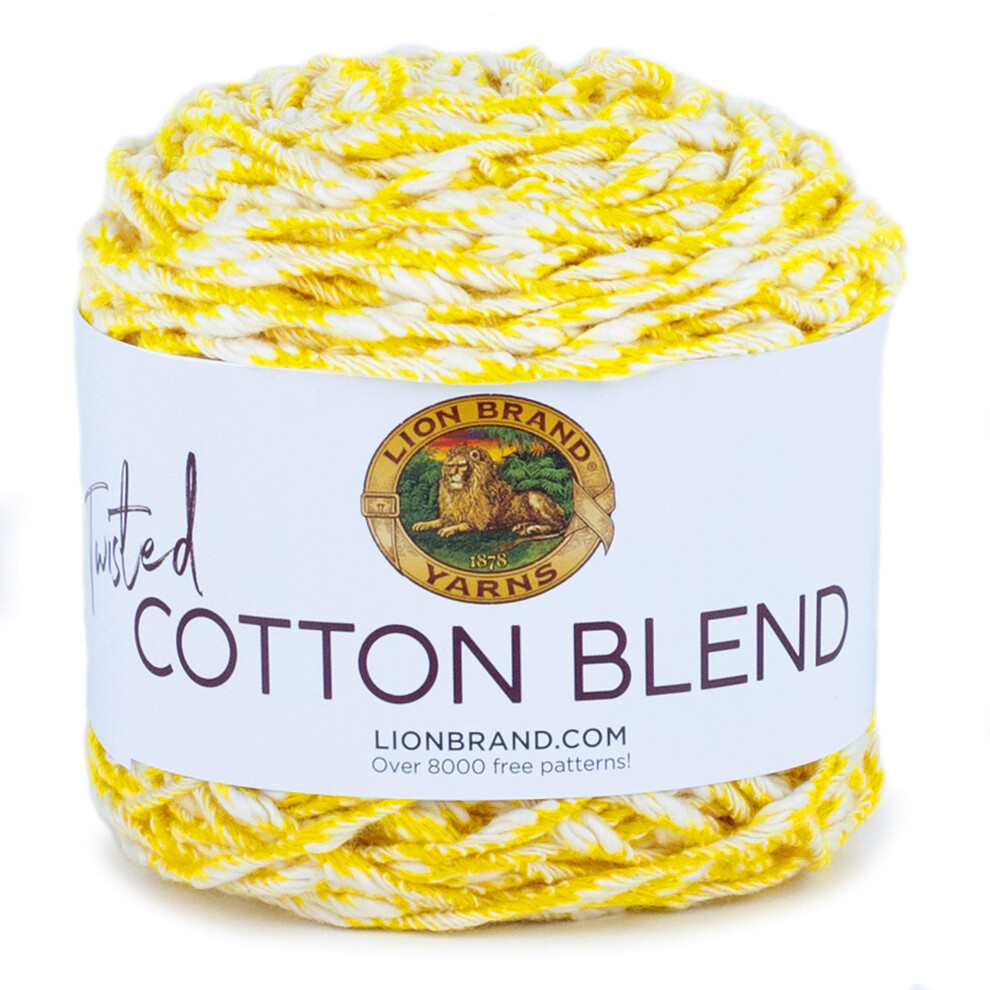 Lion Brand Yarn Twisted Cotton Blend Yarn  YellowEcru