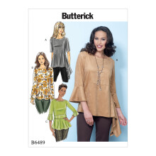 Butterick Patterns Misses Pullover Tops med rm och peplumvariationer Symnster ZZ (LRG-XLG-XXL)