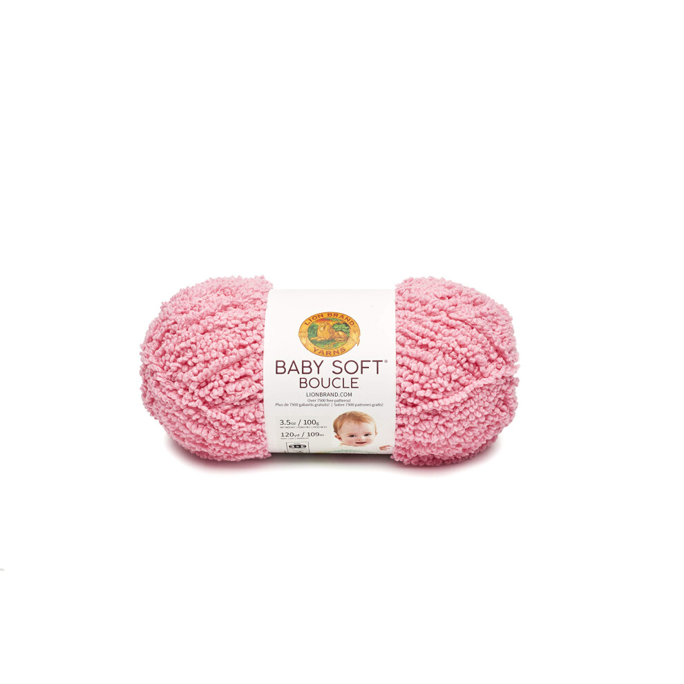 Lion Brand Yarn Baby Soft Boucle Yarn  Candy Pink