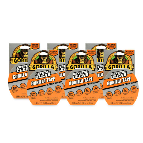 Gorilla Ruban adhésif transparent Gorilla, 1,88" x 9 yd, transparent, (Pack de 5)