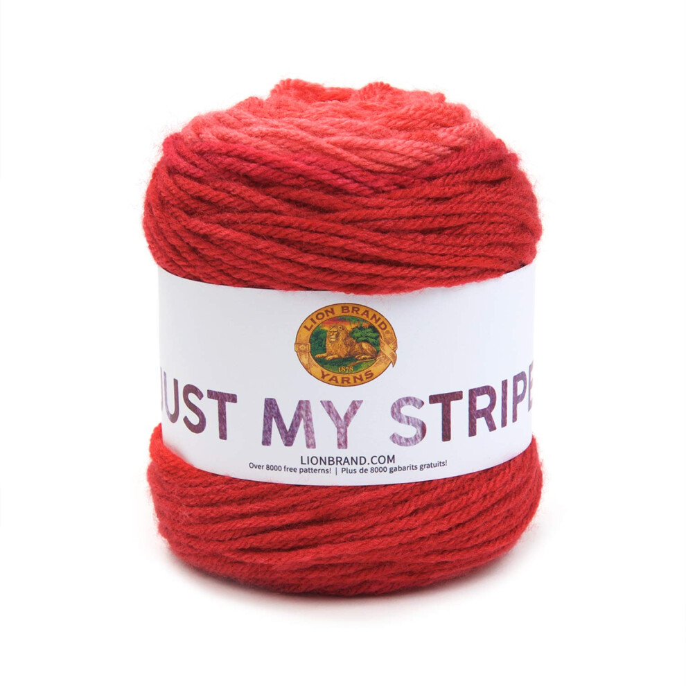 Lion Brand Yarn Just My Stripe Yarn  Cherry