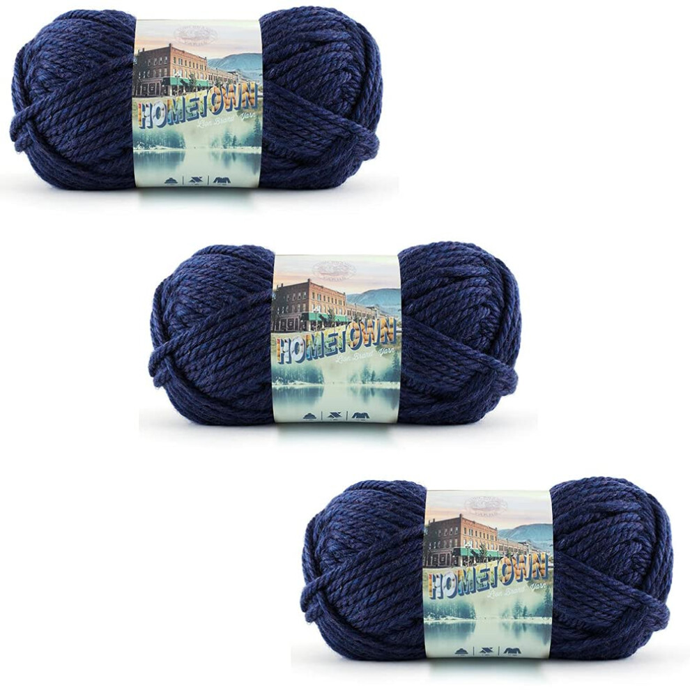 Lion Brand Yarn Hometown Yarn  Bulky Yarn  Yarn for Knitting and Crocheting  3Pack  San Diego Navy