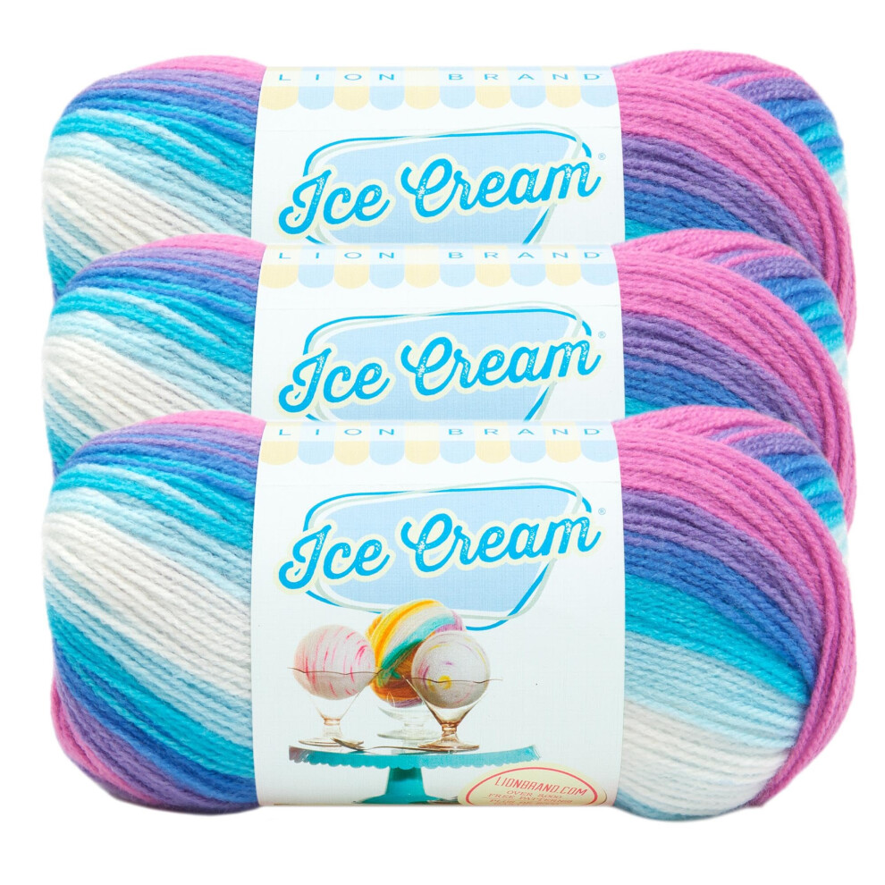 3 Pack Lion Brand Yarn Ice Cream Baby Yarn  Moon Mist