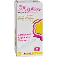 Maxim Ekologiska Applikatortamponger (Regelbunden): 100% Naturligt Bomull för Menstruell Vård - 16 St, 3 Pack