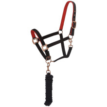 Tough 1 Neoprene Padded Halter with Antique Hardware Lead Set Black