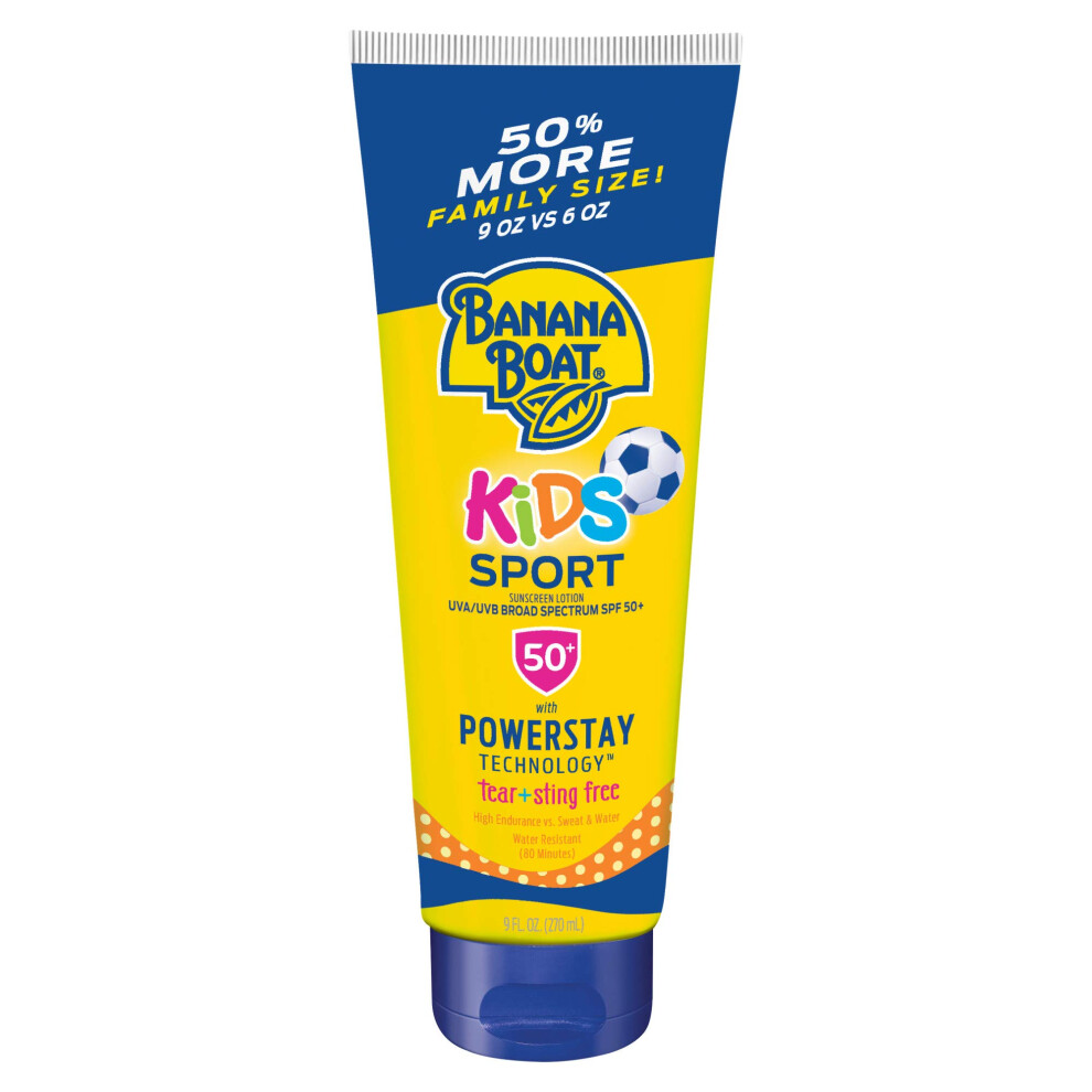 Banana Boat Kids Sport Sunscreen Lotion SPF 50  95oz  Sunscreen for Kids  Childrens Sunscreen  Kids Sunblock  Lotion Sunscreen