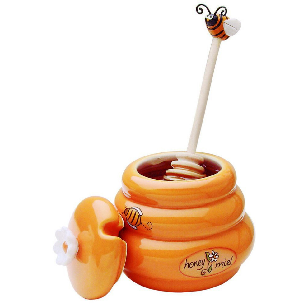 Joie Ceramic Beehive Honey Pot and Wooden Dipper  Mini