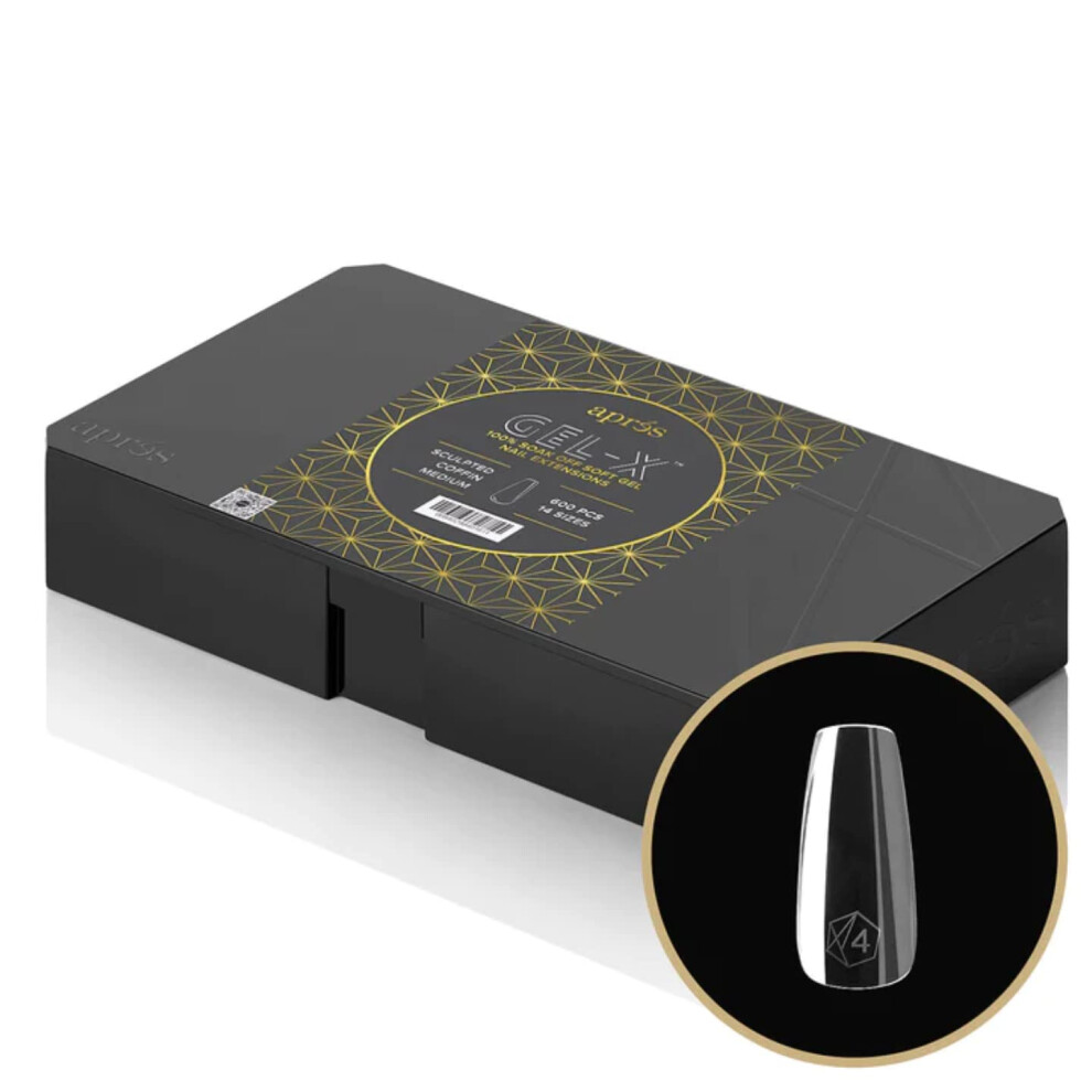 Aprã¨ÂÂ Apres Gel-X Sculpted Coffin Medium Box Of Tips 14 Sizes 600 Pcs