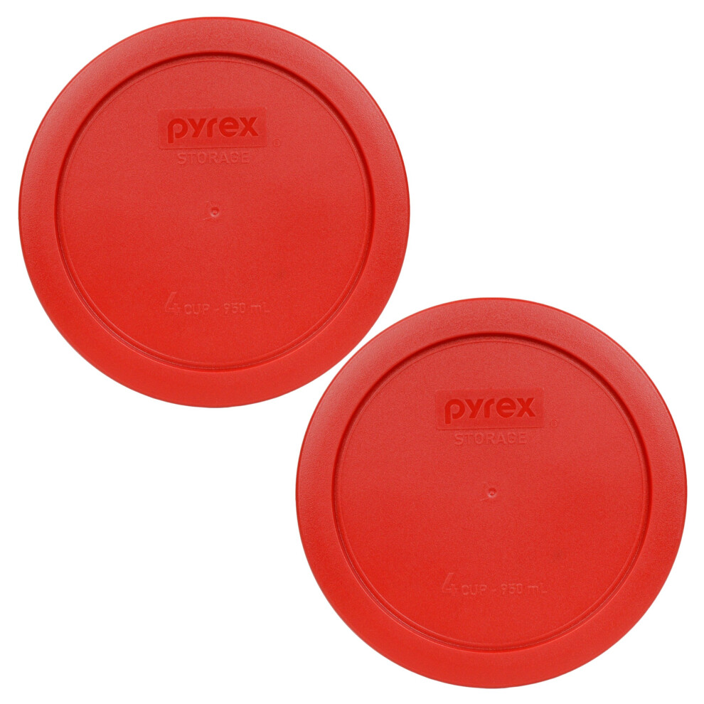 Pyrex 7201PC 4Cup Poppy Red Replacement Food Storage Plastic Lids  2 Pack  Original Genuine Pyrex  Made In The USA