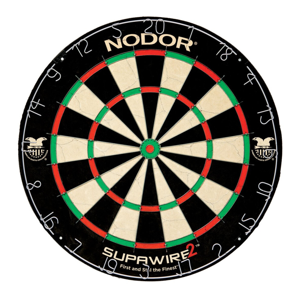 Nodor Supawire 2 RegulationSize Bristle Dartboard with Moveable Number Ring and Hanging Kit   Black