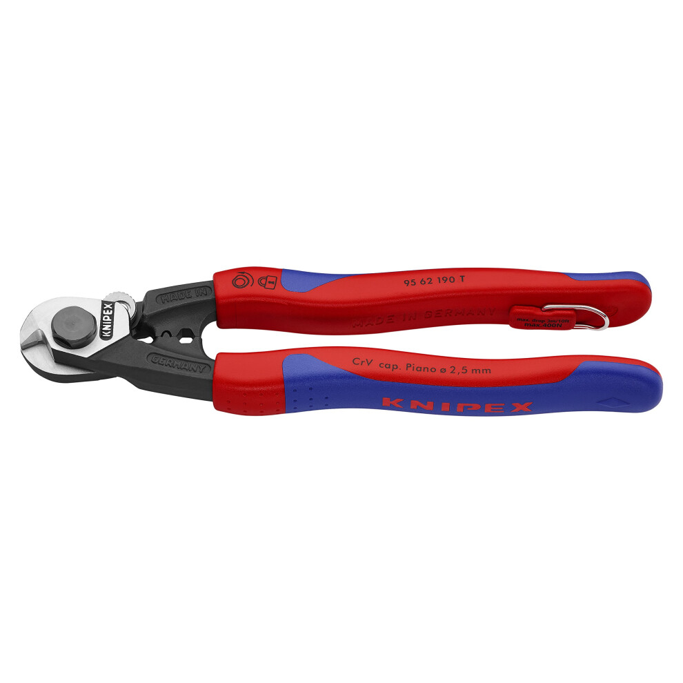 KNIPEX  95 62 190 T BKA Tools  Wire Rope Cutters  MultiComponent  Tethered Attachment 9562190TBKA