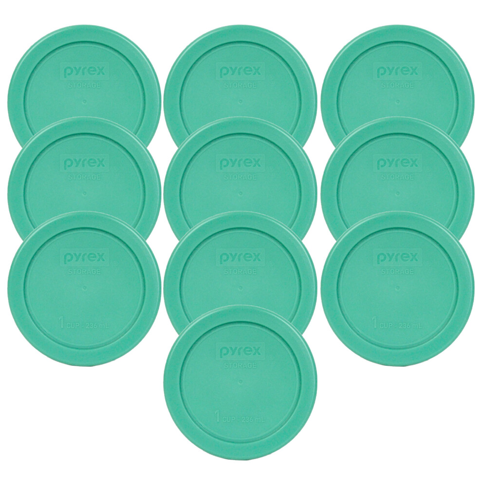 Pyrex 7202PC 1Cup Green Plastic Food Storage Lid  Made in USA  10 Pack