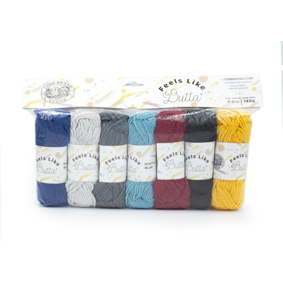 Lion Brand Yarn Feels Like Butta  Soft Yarn for Crocheting and Knitting  7Assorted Sample Pack Bold