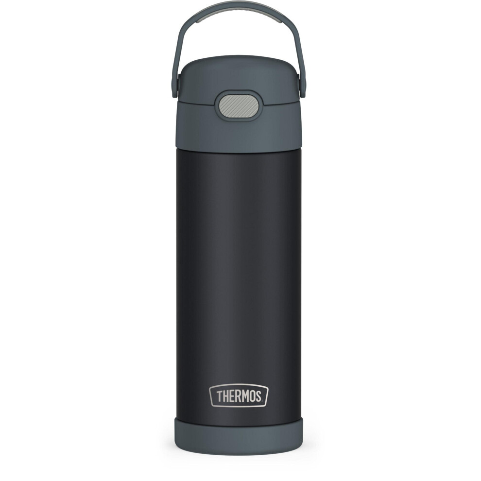 THERMOS FUNTAINER 16 Ounce Stainless Steel Vacuum Insulated Bottle with Wide Spout Lid  Matte Charcoal