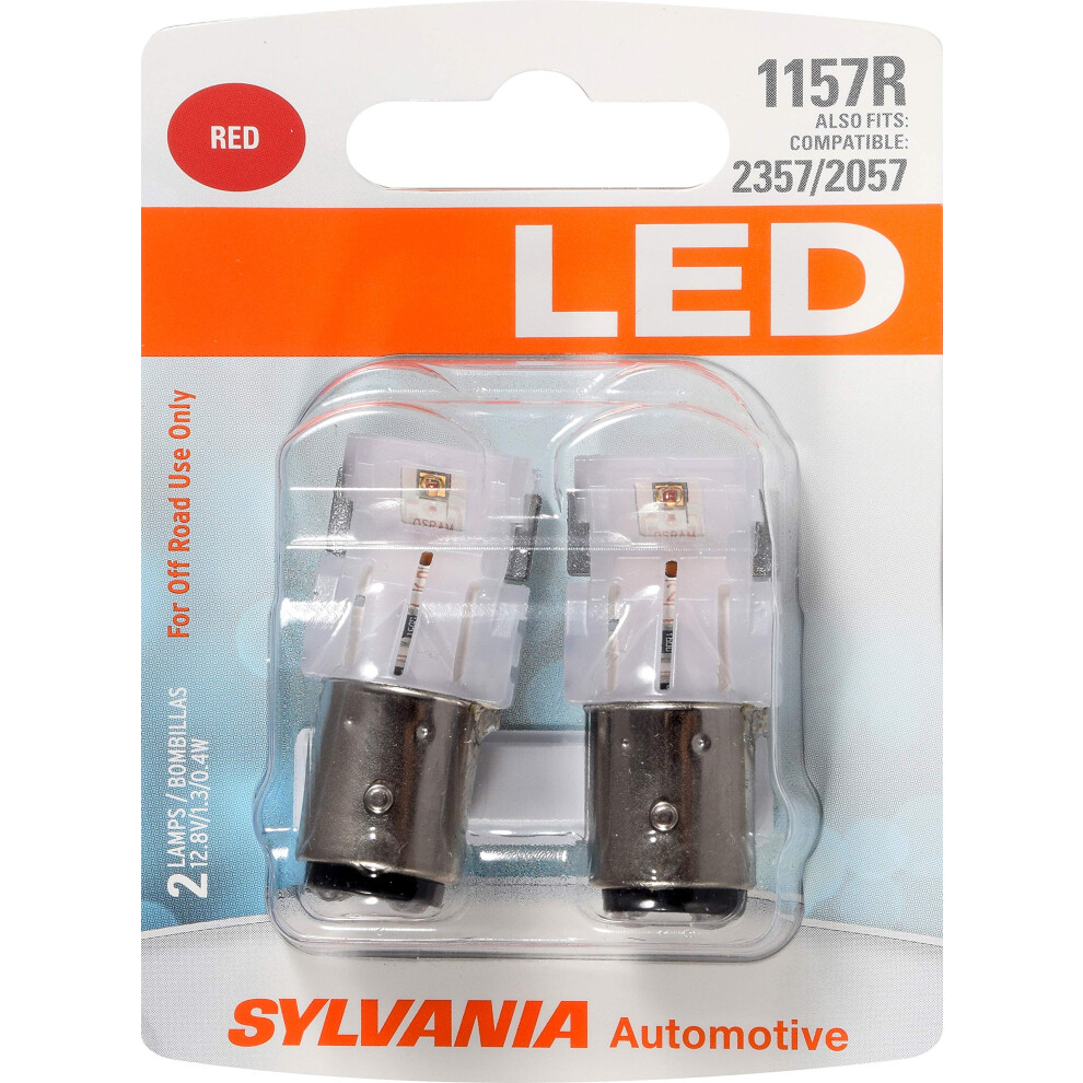 SYLVANIA  1157 LED Red Mini Bulb  Bright LED Bulb  Ideal for Stop and Tail Lights Contains 2 Bulbs