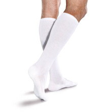 Calcetines de compresión moderada 20-30mmHg hasta la rodilla (Blanco, Mediano)