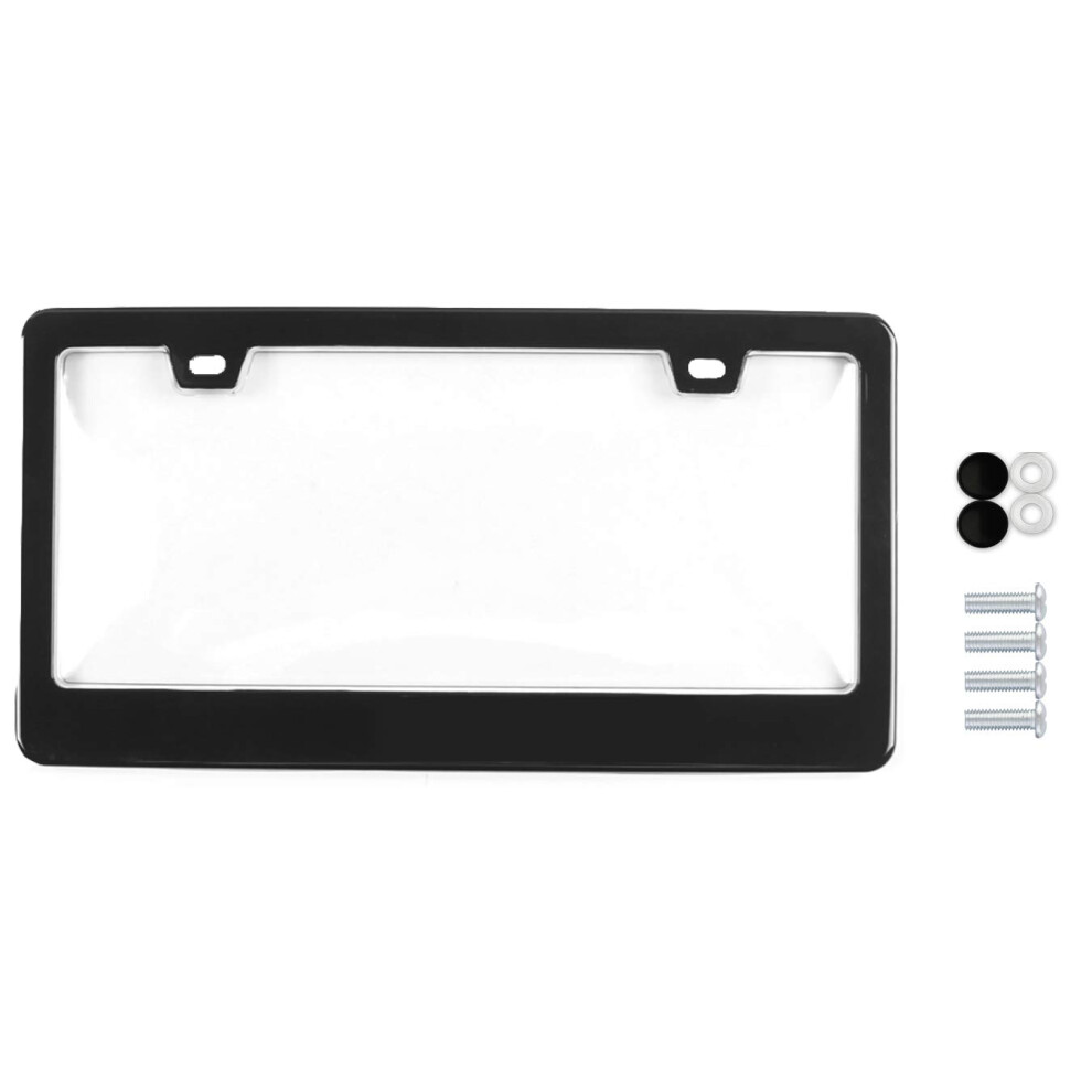 Car License Plates Shield And Frame Combo 1 Pack Clear Bubble Design Novelty Plate Covers To Fit Any Standard Us Plates Black 011586909489
