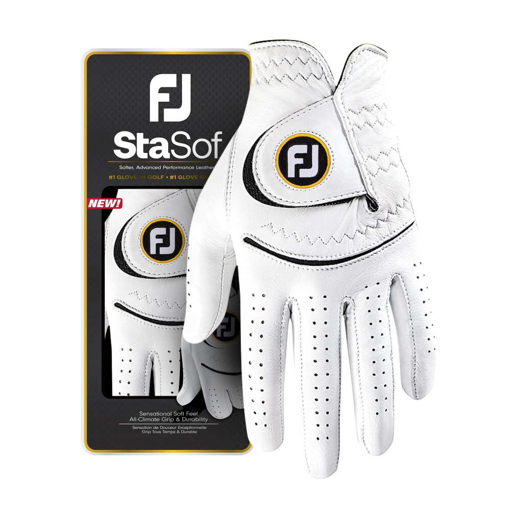 FootJoy Womens StaSof Golf Glove  White  Medium  Worn on Left Hand