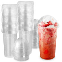 Gobelets à dessert en plastique transparent de 16 oz avec couvercles (set de 50)