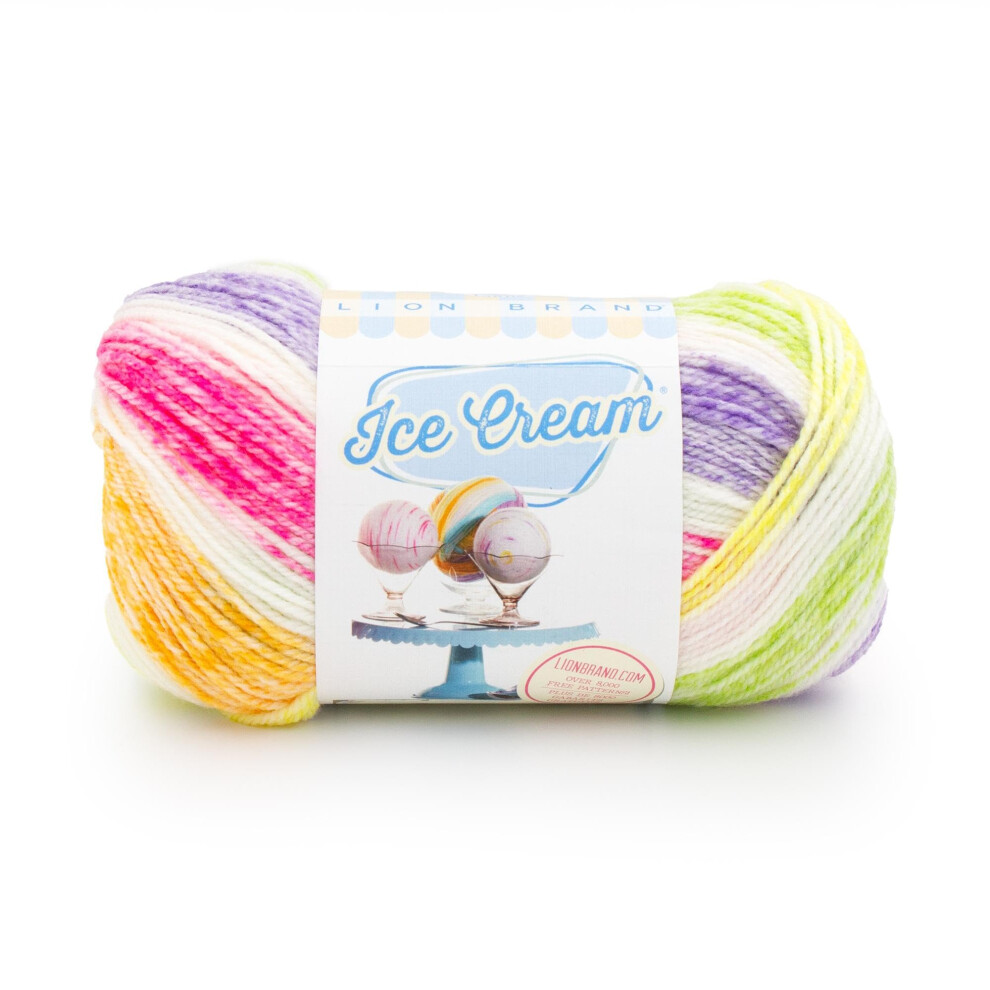 Lion Brand Yarn Ice Cream  Baby Yarn for Knitting and Crochet  Passion Fruit  1 Pack