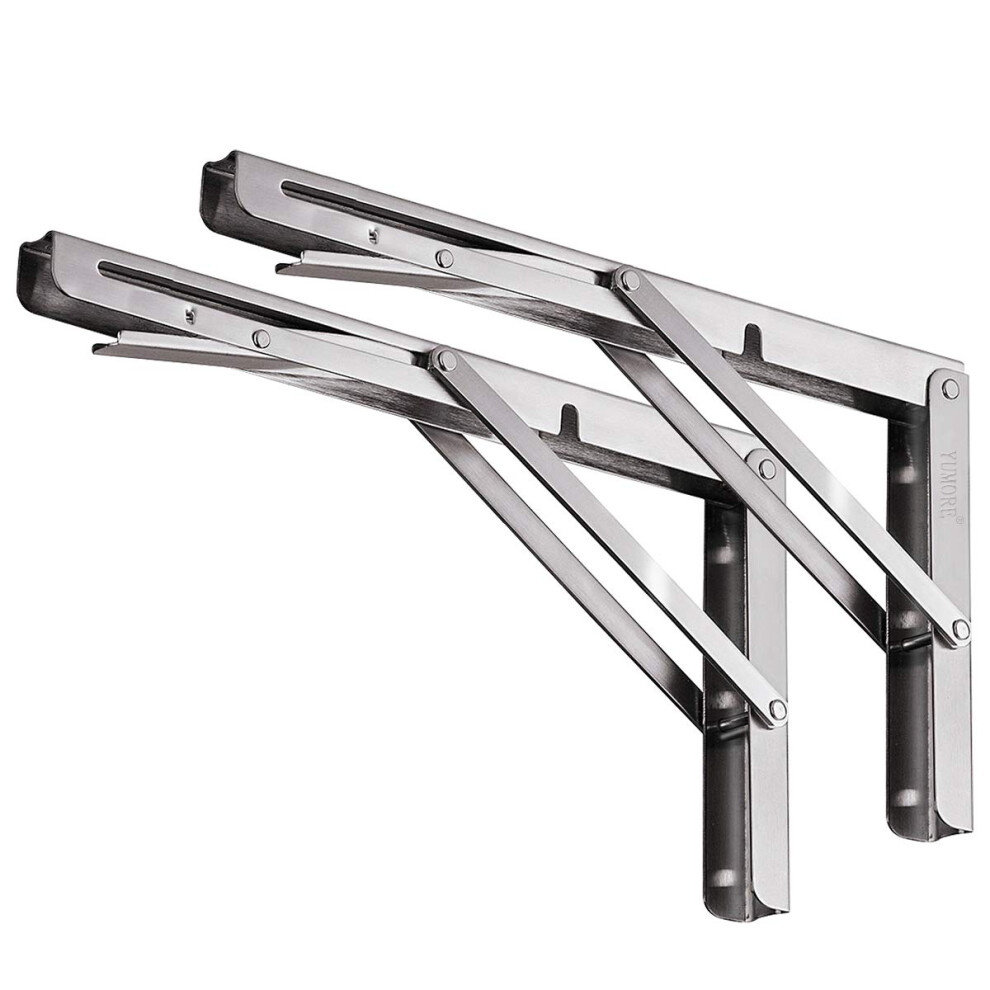 Yumore Folding Shelf Brackets 10 Max Load 330Lb Heavy Duty Stainless Steel Collapsible Shelf Bracket For Table Work Bench S 682838673764