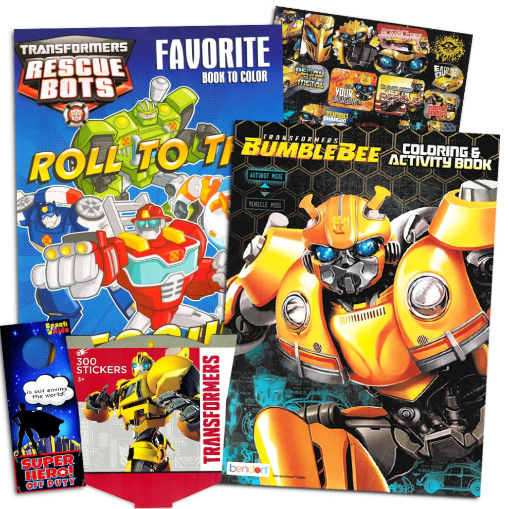 Transformers Rescue Bots Coloring and Activity Super Set  2 Activity Books and Play Pack Filled with Stickers and Door Hanger