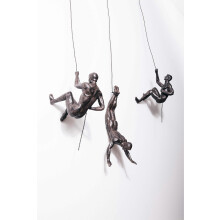 3x Bronze Climbing Rappelling Men Trio Hanging Ornaments Figures Set of three climbers