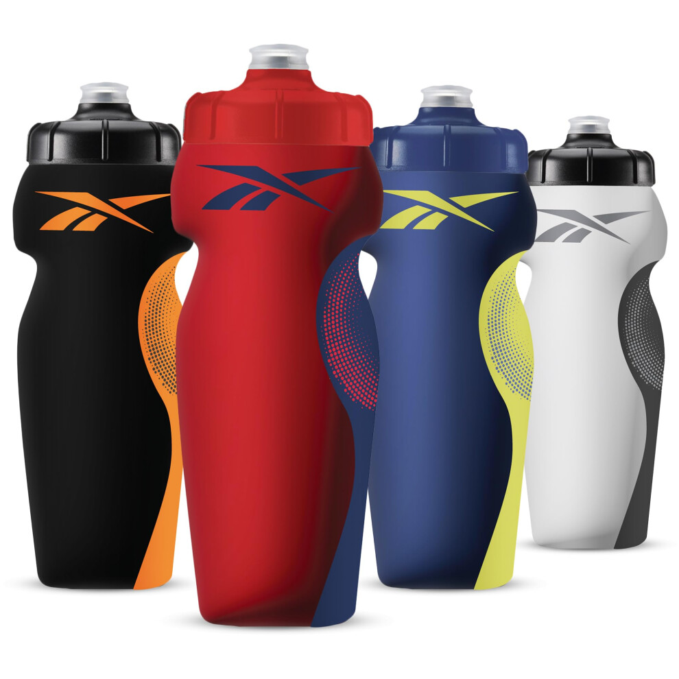 Reebok Squeeze Water Bottles With Athletic Design  Water Bottle 24 oz  Sports Water Bottle  Reusable Water Bottle For Gym  Ru