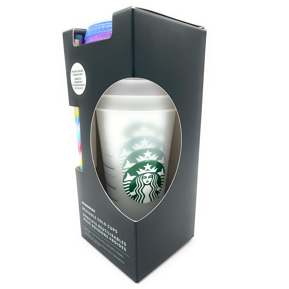 Starbucks Reusable Cold Cups with Lids and Straws 5 pack  24oz each