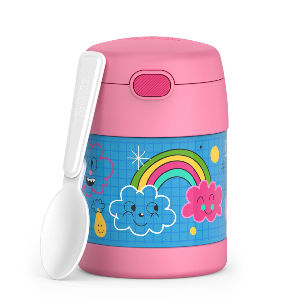 THERMOS FUNTAINER 10 Ounce Stainless Steel Vacuum Insulated Kids Food Jar with Spoon  Sketchbook