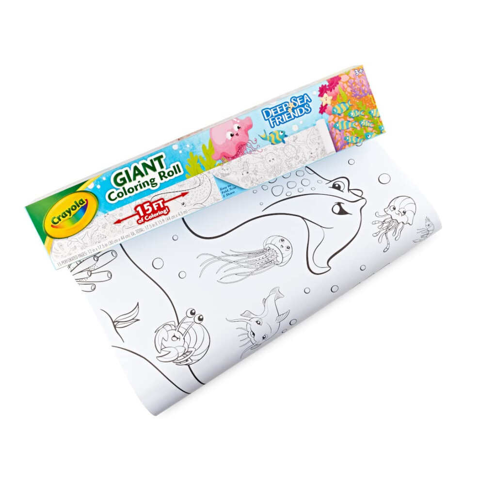 Crayola Giant Coloring Roll  15 Perforated Ocean Coloring Pages  Gift for Kids  Ages 3  4  5  6