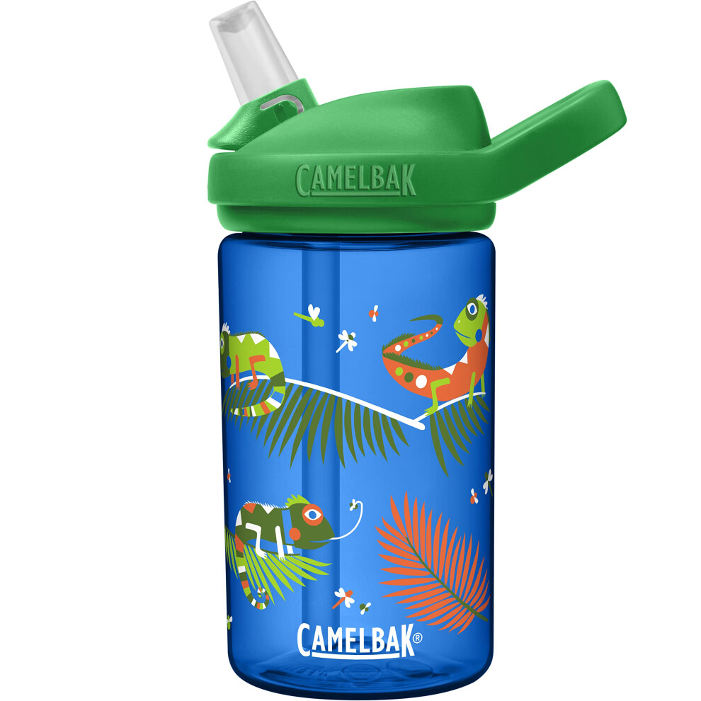 CamelBak eddy 14oz Kids Water Bottle with Tritan Renew  Straw Top  LeakProof When Closed  Iguanas