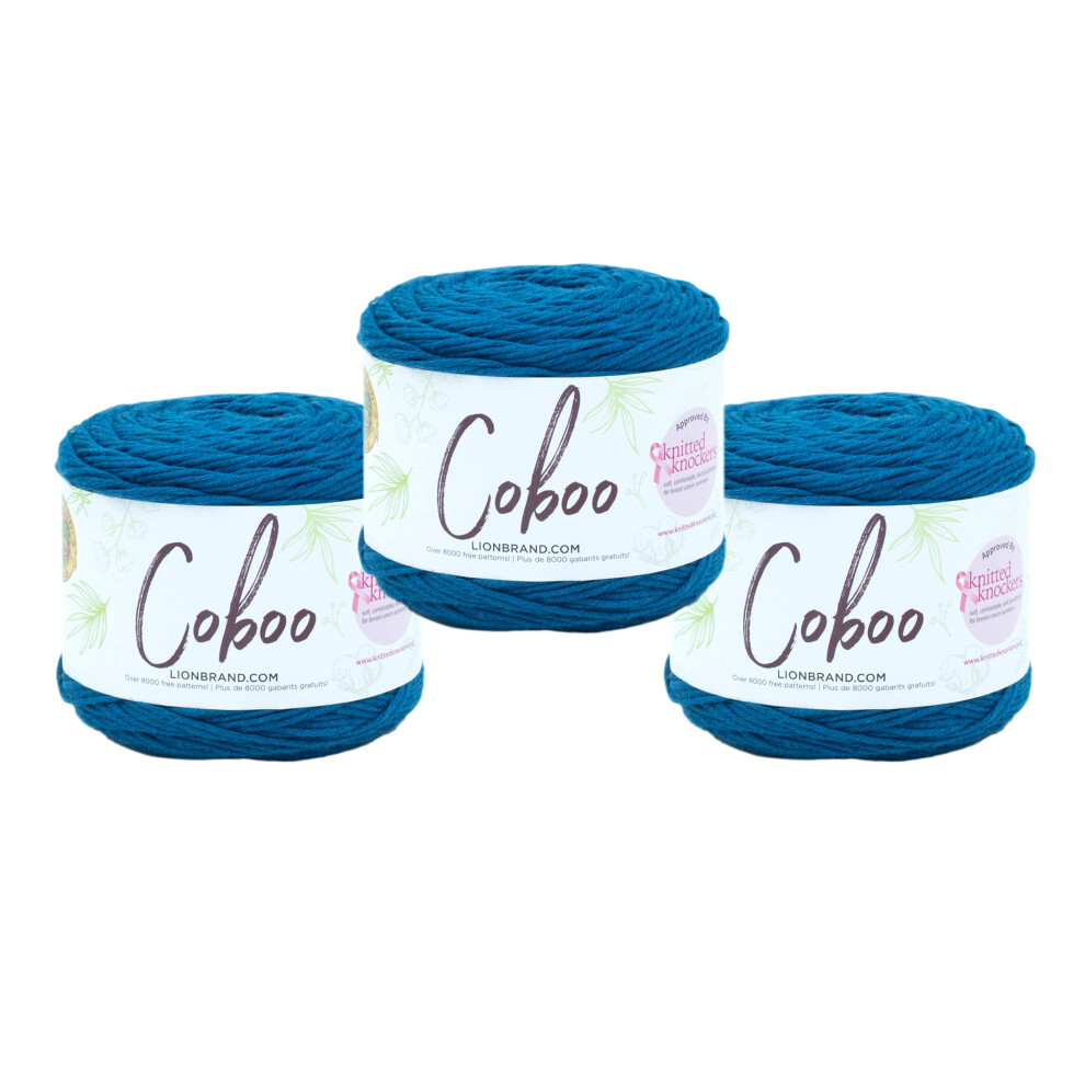 3 Pack Lion Brand Yarn Coboo Bamboo Yarn  Steel Blue