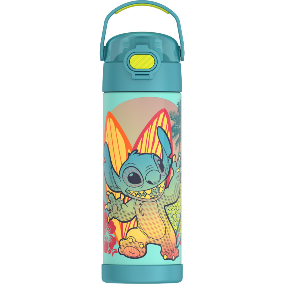 THERMOS FUNTAINER 16 Ounce Stainless Steel Vacuum Insulated Bottle with Wide Spout Lid  Stitch