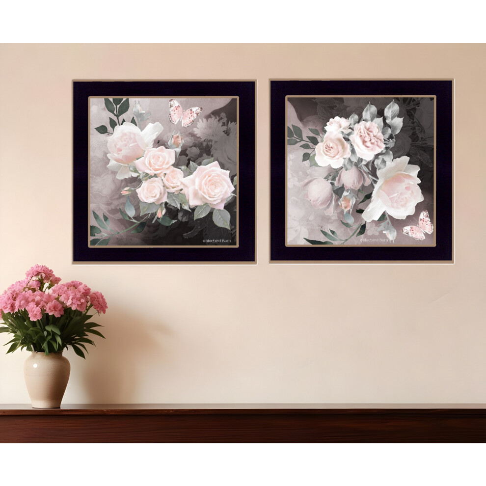 Ensemble De Deux Roses Noires, Impression Encadr?E Noire, Art Mural-image