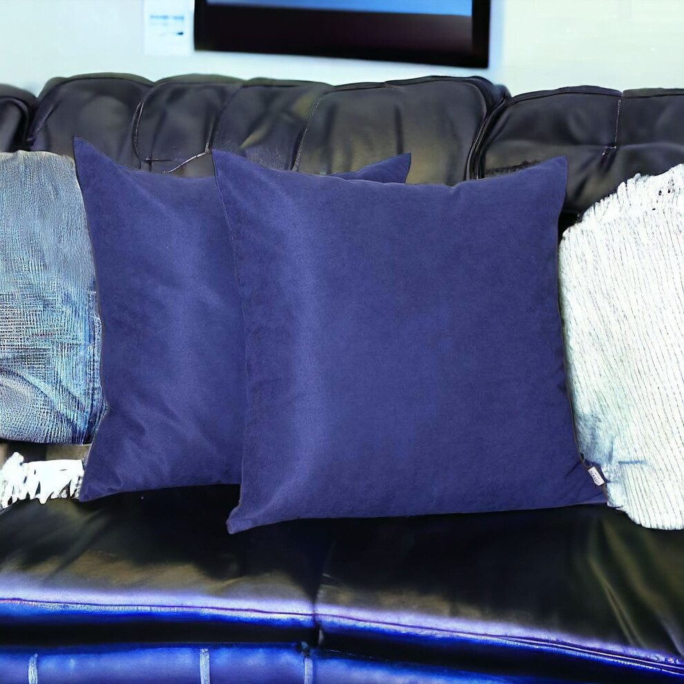 Lot de deux housses de coussin zipp?es en polyester bleu marine 26 x 26