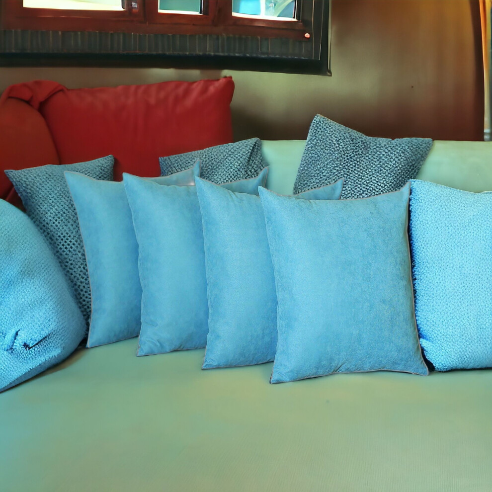 Lot de quatre housses de coussin zipp?es en polyester bleu ciel 20 x 20