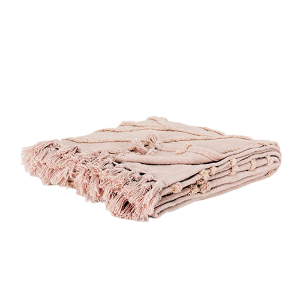 Couverture florale en coton textur    100 % tiss    Blush