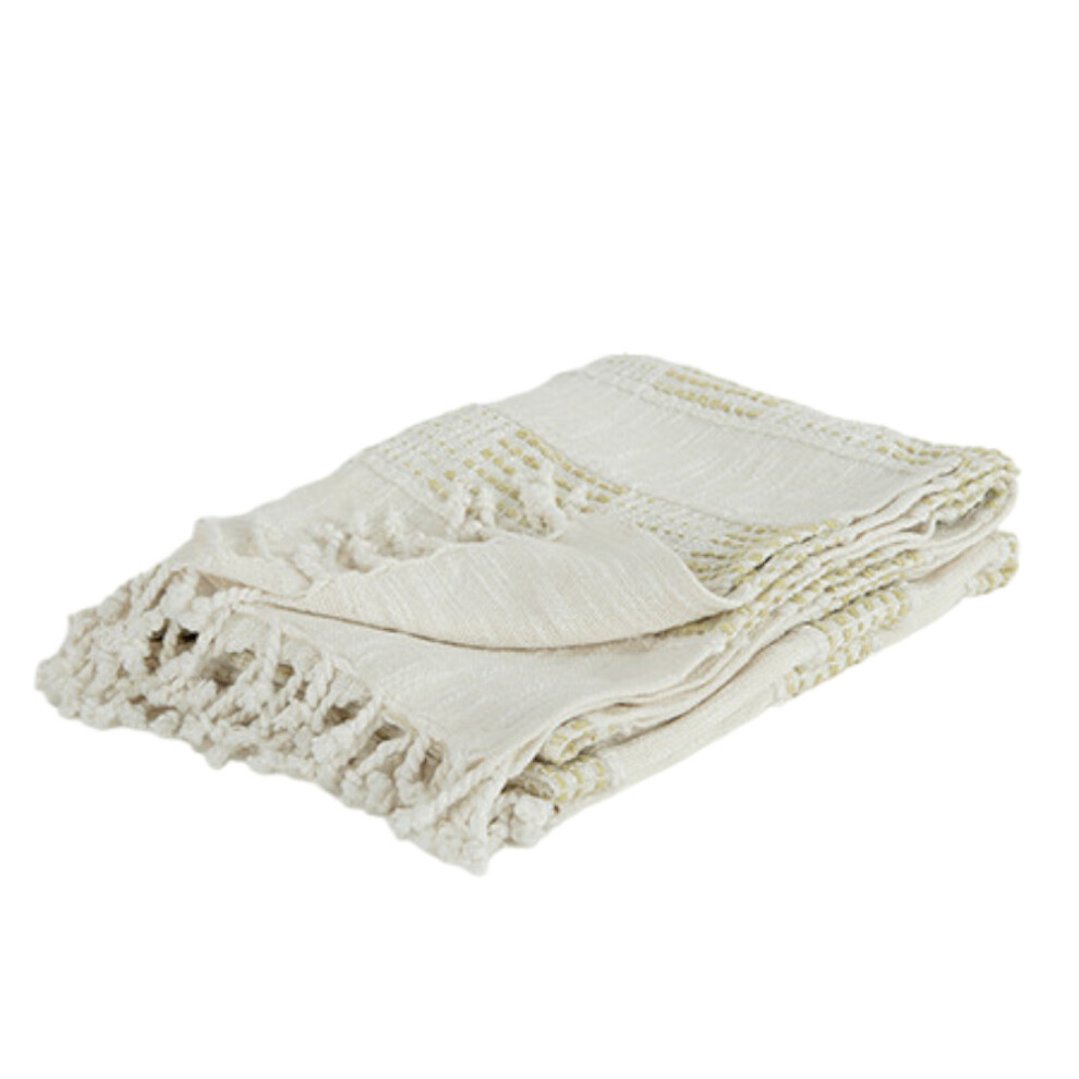 Couverture en coton tiss    naturel