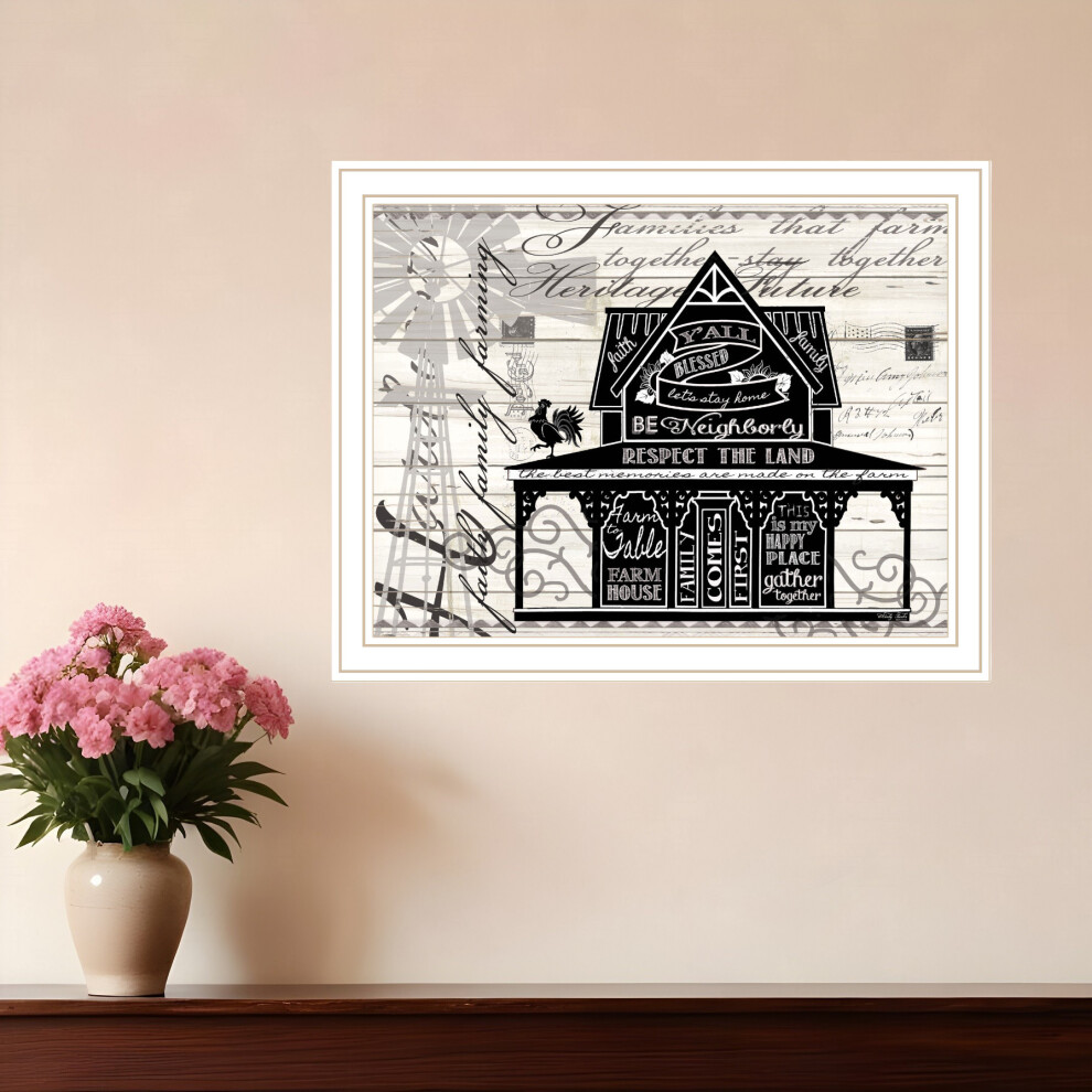 Yall Blessed Farmhouse Witte Ingelijste Print Wandkunst-image