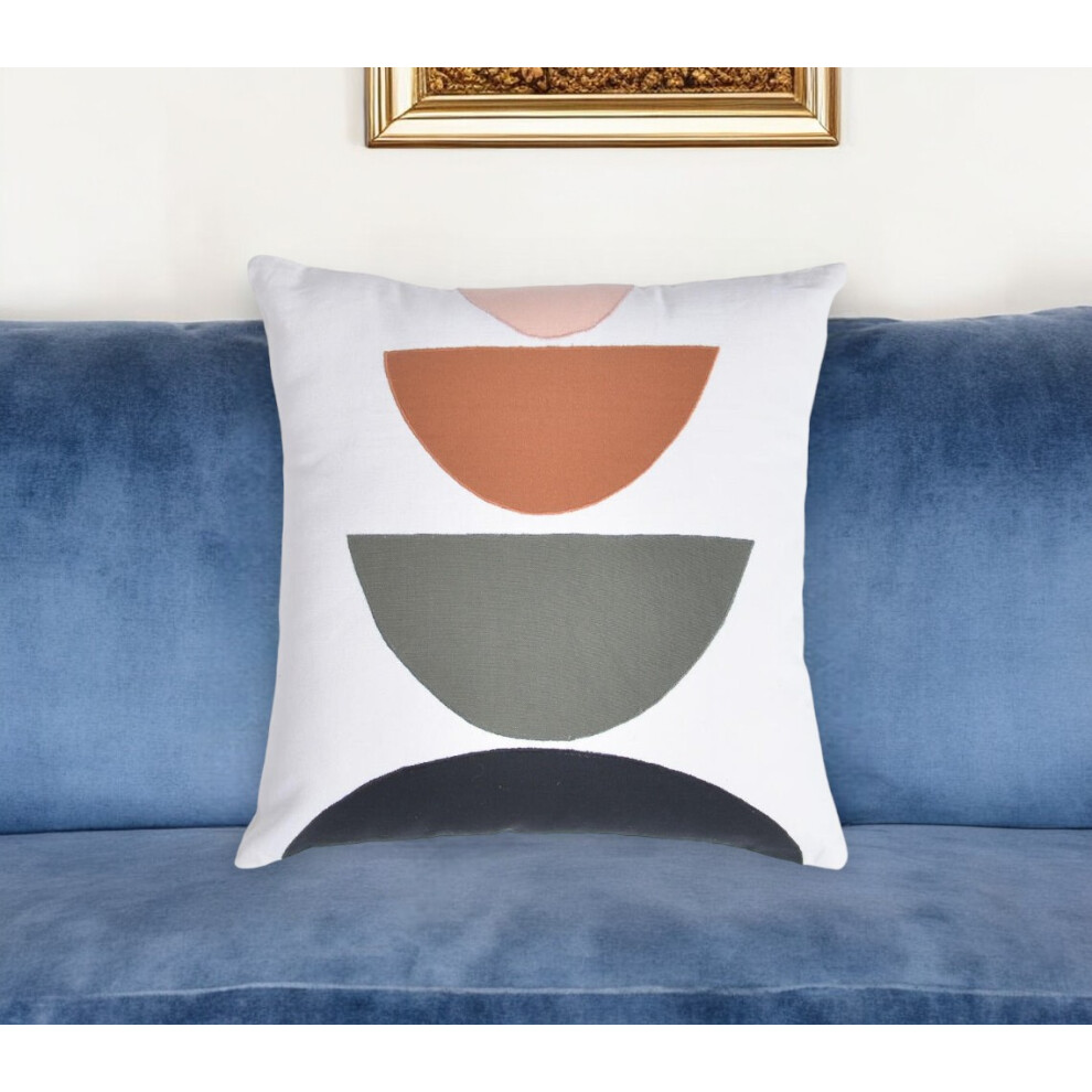 Housse de coussin en coton patchwork vert et blanc avec broderie 18