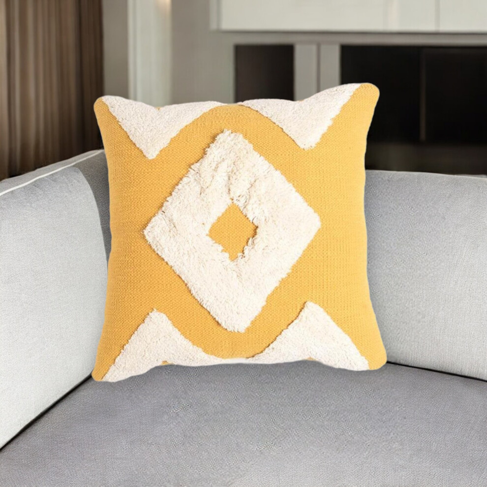 Housse De Coussin En Coton ? Losanges Jaune Et Blanc 21-image