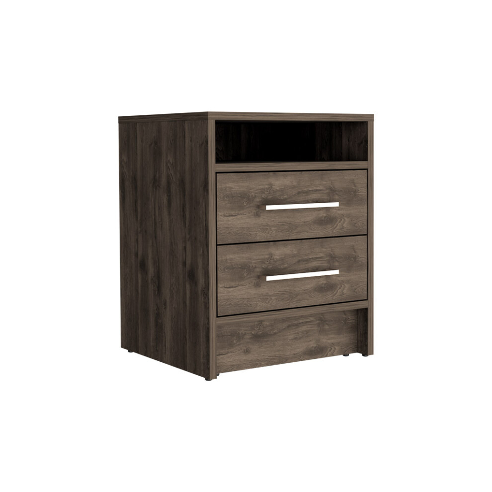Table de chevet marron     deux tiroirs en imitation bois de 20 po