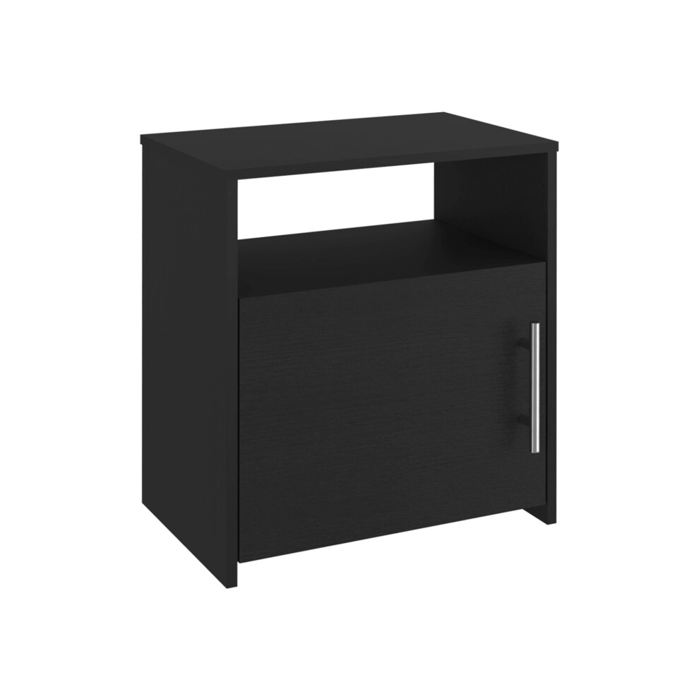 Table de chevet en imitation bois noir avec rangement