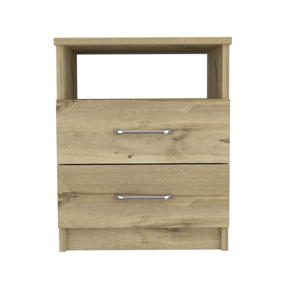 Table de chevet en imitation bois de ch   ne     deux tiroirs de 20 po