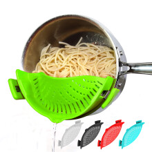 Clip On Pasta Strainer Silicone Universal Fit for all Pots and Bowls Snap On Drainer for Pasta Meat Vegetables Fruit Si